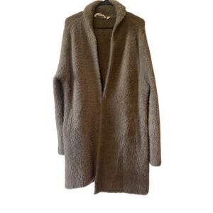 Soft Surroundings Maven Topper Fuzzy Sweater Long Brown Taupe Womens Size M